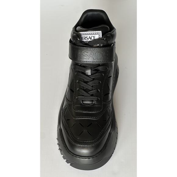 Versace Men\'s Laserata Leather Sneakers Black 11.5 US (44.5) 1008964 NWT $1175 main image 16